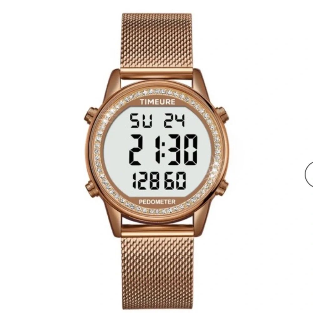 TIMEURE Step Counter Pedometer Watch Crystal Stone